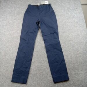 Everlane Pants Womens 00 Navy Cotton Stretch Slim Side Zip Ankle Work Pants